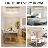 HOMCOM Modern Crystal Ceiling Light Square Crystal Chandelier for Living Room, Dining Room, Hall, E14 Base, Silver, 80 x 25 x 23cm(m-7)