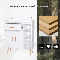 HOMCOM Staande kast commode gangkast ladekast kast 100 kg draagvermogen wit hout(m-6)