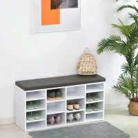 HOMCOM Multi-Storage Shoe Rack w/ 14 Compartments Cushion Moving Shelves Solid Frame Foot Pads Home Office Tidy Organisation Boots Trainers White(m-10)