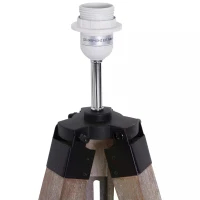 HOMCOM Tripod Floor Lamps for Living Room Bedroom, Modern Adjustable Standing Lamp with Wood Legs, Drum Fabric Shade, 99-143cm, Grey(m-11)