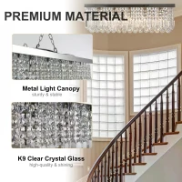 HOMCOM Modern Crystal Ceiling Light Square Crystal Chandelier for Living Room, Dining Room, Hall, E14 Base, Silver, 80 x 25 x 23cm(m-4)