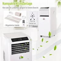HOMCOM Mobiele airconditioning 3-in-1 airconditioner ontvochtiging 2,6 kW afstandsbediening ABS(m-7)