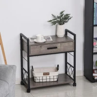 HOMCOM bijzettafel serveerwagen met lade opbergruimte keukenwagen dressoir grijs(m-2)
