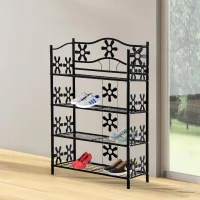 HOMCOM plantenrek bloemenrek plantenstandaard plantenetagere metaal 4 niveaus zwart(m-2)