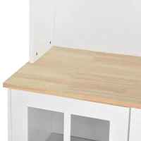 HOMCOM keukenkast met werkblad, hoge kast, 6 vakken, glazen deur, MDF, wit, 80 x 37 x 183 cm werkblad hoge kast glazen deur MDF wit | Aosom.de(m-9)