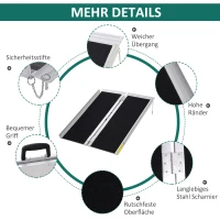 HOMCOM rolstoelhelling, oprijplaat voor rolstoelen, rollators, inklapbare oprijplaat met handgreep 270 kg belastbaar, zwart, 93 x 73 x 5 cm(m-6)