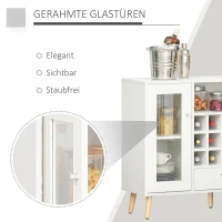 HOMCOM Keukenkast dressoir met glazen deuren lade 12 flessen wijnrek(m-7)
