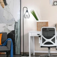 HOMCOM staande lamp industriële stijl vloerlamp voet E27 zwart staal marmer(m-4)