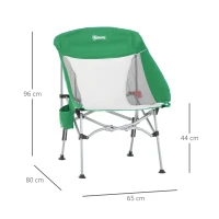 Outsunny campingstoel klapstoel draagtas outdoor belastbaar tot 150 kg groen + zilver(m-3)