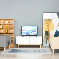 HOMCOM TV-meubel tv-lowboard MDF rubberhouten poten voor tv's tot 55" kantoor wit(m-2)