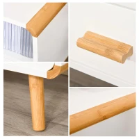 HOMCOM Tv-meubel tv-meubel met 2 lades en open planken bamboe MDF wit + naturel(m-7)