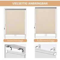 Outsunny Zijmarkise, Balkonzonwering, weerbestendig, veerrolmechanisme, 200 cm x 140 cm, Crèmewit(m-4)