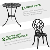 zitgroep 3-delige eetgroep tuinmeubelset 1 tafel + 2 stoelen aluminium zwart(m-4)