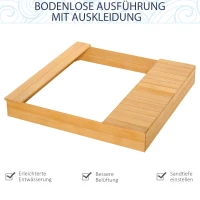 Outsunny Zandbak stofdichte houten zandbak met 2 opbergbakken 3-6 jaar(m-5)