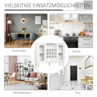 HOMCOM Keukenkast dressoir met glazen deuren lade 12 flessen wijnrek(m-6)