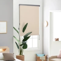 Outsunny Zijmarkise, Balkonzonwering, weerbestendig, veerrolmechanisme, 200 cm x 140 cm, Crèmewit(m-2)