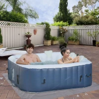 Outsunny whirlpool voor 2-4 personen opblaasbaar verwarming bubbels spa 910 l met afdekking(m-2)