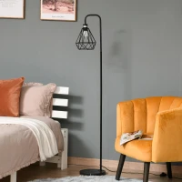 HOMCOM staande lamp industriële stijl vloerlamp voet E27 zwart staal marmer(m-5)