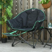 Outsunny campingstoel klapstoel met voetensteun 160 kg draagvermogen Oxford zwart + groen(m-2)