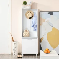 HOMCOM Kapstok kledingrek gang woonkamer 4 planken wit(m-4)