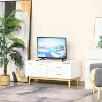 HOMCOM TV-meubel tv-lowboard MDF rubberhouten poten voor tv's tot 55" kantoor wit(m-4)