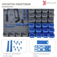 Durhand wandstelling met stapelbakken 44-delig gereedschapshouder gereedschapswand PP blauw + grijs(m-4)