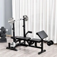 HOMCOM Multi-trainingsbank met halterrek halterbank verstelbaar multi-gym(m-4)