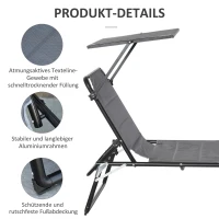 Outsunny ligstoel met dak aluminium ligstoel relax ligstoel verstelbaar Texteline inklapbaar(m-7)