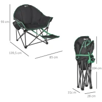 Outsunny campingstoel klapstoel met voetensteun 160 kg draagvermogen Oxford zwart + groen(m-3)