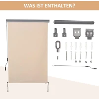 Verticale luifel aluminium balkonluifel met handslinger crèmewit 120 x 200 cm(m-6)