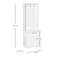 HOMCOM Kapstok kledingrek gang woonkamer 4 planken wit(m-3)