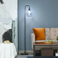 HOMCOM staande lamp industriële stijl vloerlamp voet E27 zwart staal marmer(m-2)