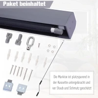 Verticale luifel aluminium balkonzonwering met handslinger donkergrijs 140 x 250 cm(m-6)