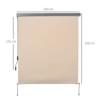 Verticale luifel aluminium balkonluifel met handslinger crèmewit 160 x 250 cm(m-3)