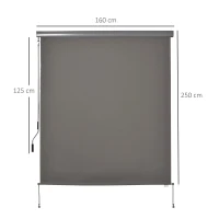 Verticale luifel aluminium balkonluifel met handslinger grijs 160 x 250 cm(m-3)