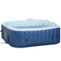 Outsunny whirlpool voor 2-4 personen opblaasbaar verwarming bubbels spa 910 l met afdekking(m-1)