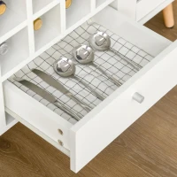 HOMCOM Keukenkast dressoir met glazen deuren lade 12 flessen wijnrek(m-8)