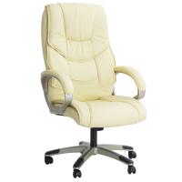HOMCOM High Backed PU Leather Office Chair-Cream W/ Gold effect