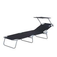 Outsunny Folding Sun Lounger-Black