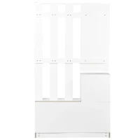 HOMCOM® garderobeset 2-delig schoenenkast spiegel 3-in-1 wit(m-6)