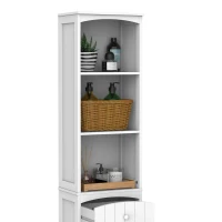 HOMCOM badkamerkast badkamermeubel hoge kast badkamerplank badmeubel wit 34x24x170 cm(m-5)