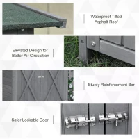 Outsunny Garden Wood Storage Shed w/ Flexible Table, Hooks and Ground Nails, Multifunction Lockable Sheds & Outdoor Asphalt Roof Tool Organizer, 139 x 75 x 160cm, Grey(m-5)