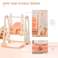 HOMCOM 3 in 1 Design Kids Swing and Slide Set with Basketball Hoop Playground Pink(m-5)