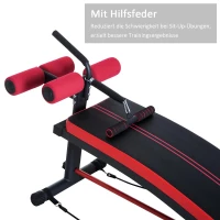 HOMCOM Trainingsbank sit-upbank buikspiertrainer multifunctioneel met trainingsbanden fitness staal zwart 140 L x 73 B x 57 H cm(m-5)