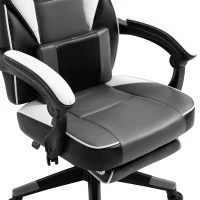 Vinsetto ergonomische bureaustoel, gaming stoel, draaistoel, kunstleer, grijs, wit, zwart, 68 x 70 x 120-127 cm(m-9)