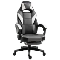 Vinsetto ergonomische bureaustoel, gaming stoel, draaistoel, kunstleer, grijs, wit, zwart, 68 x 70 x 120-127 cm(m-1)