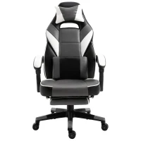 Vinsetto ergonomische bureaustoel, gaming stoel, draaistoel, kunstleer, grijs, wit, zwart, 68 x 70 x 120-127 cm(m-4)