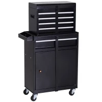 DURHAND Werkplaatswagen gereedschapskast gereedschapskist met 5 laden 360° draaibare wielen metaal 52,5 x 28 x 104,5 cm(m-1)