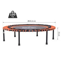 HOMCOM Trampoline voor kinderen en volwassenen, tuintrampoline, yoga, 100 kg draagvermogen, staal, zwart, Ø 101,6 x 25 H cm(m-3)