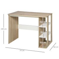 HOMCOM Bureau met rek boekenkast computertafel kantoortafel spaanplaat naturel + wit(m-3)